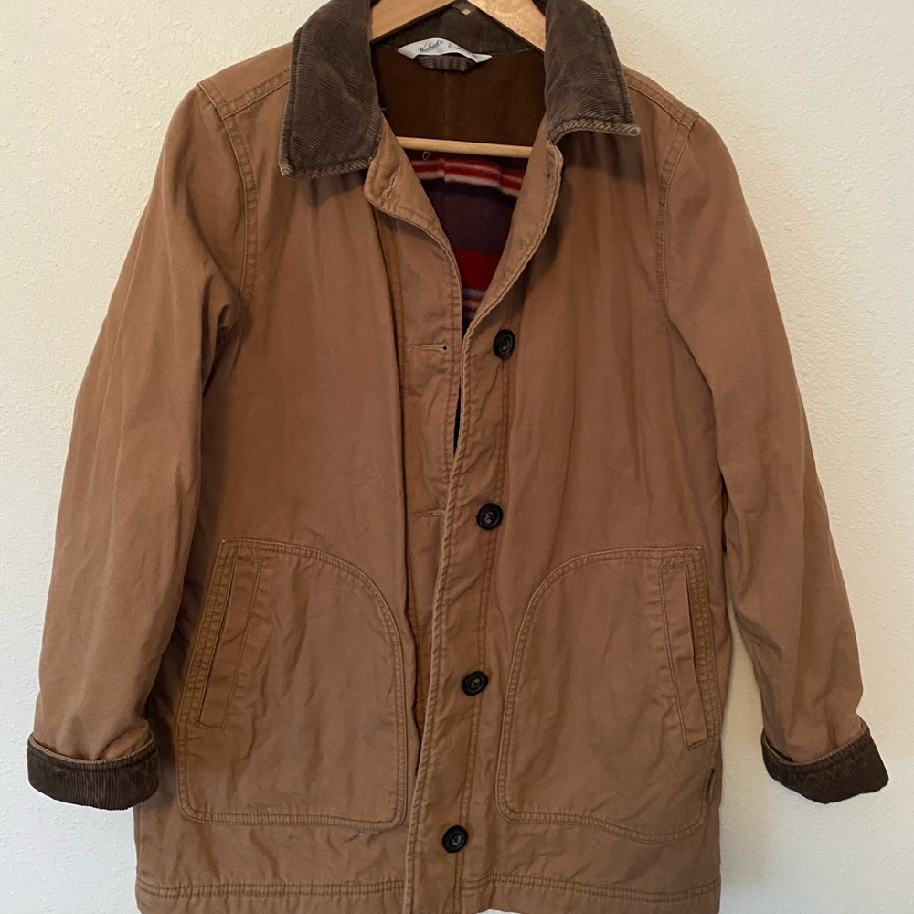 Woolrich womens sz s chore coat, corduroy collar,